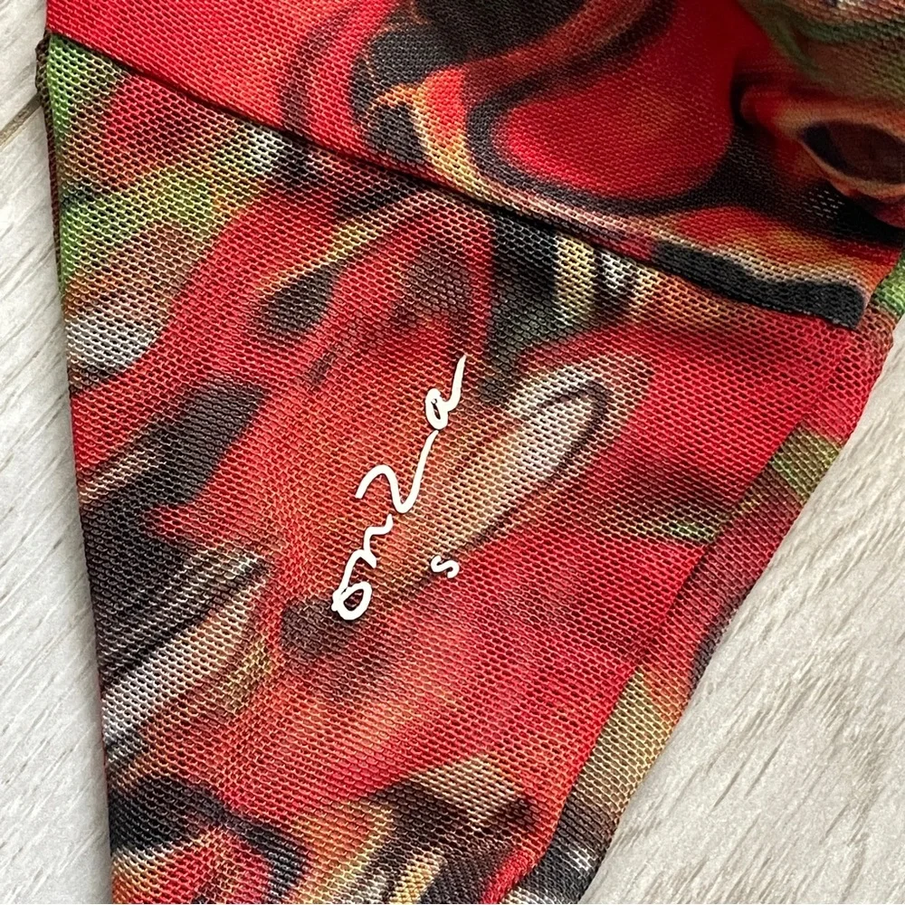 Gonza Bandeau Top loro print mesh womens Red small swim vacation abstract funky - Picture 3 of 5